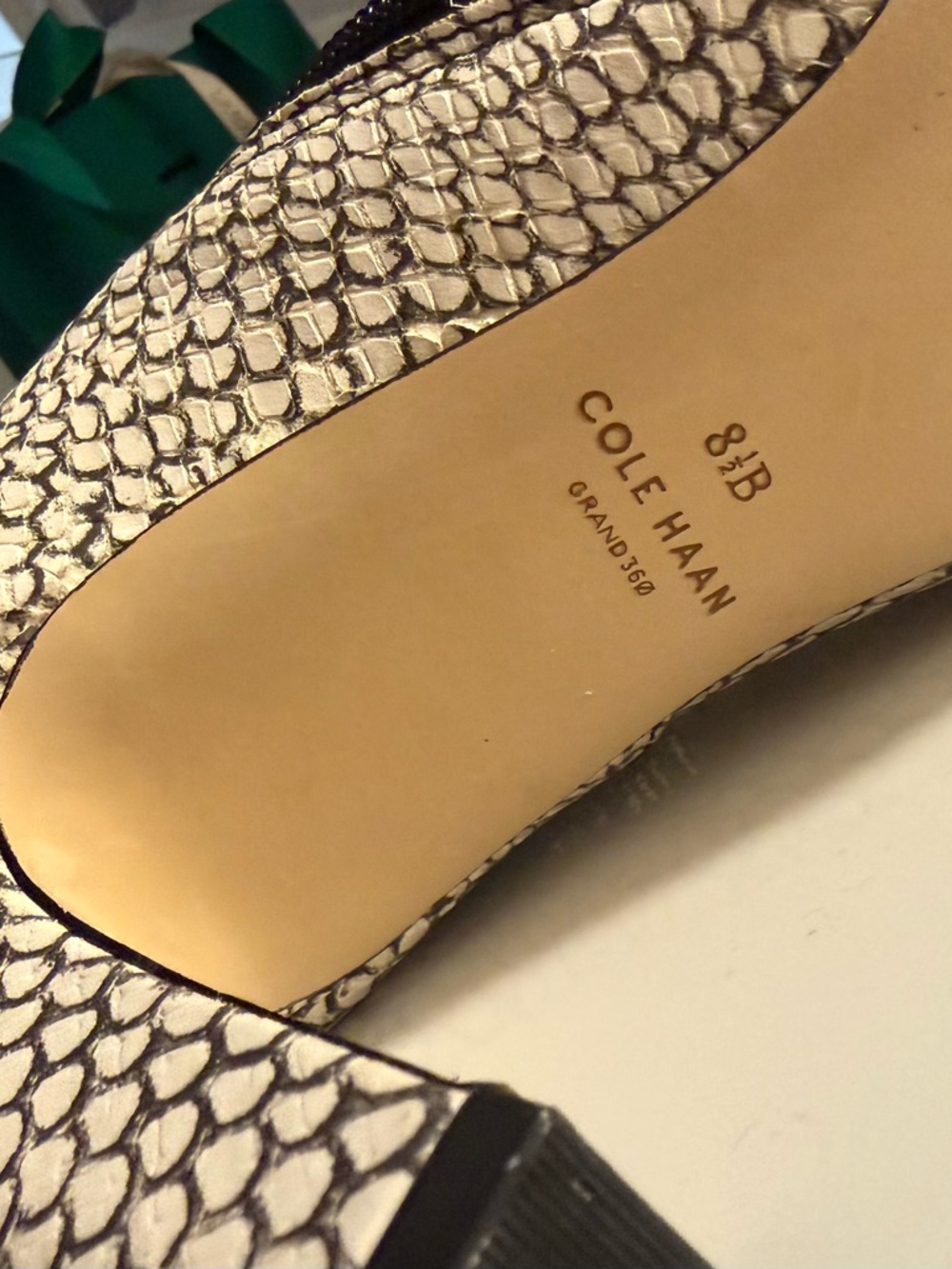 Cole Haan Cream Snake-Print Pointed Toe Ankle Boots - Picture 6 of 6